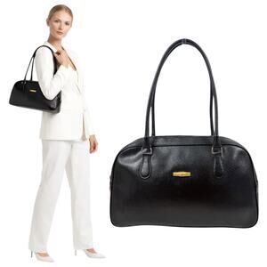 Longchamp Roseau Leather East West Bowling Shoulder Bag Black
